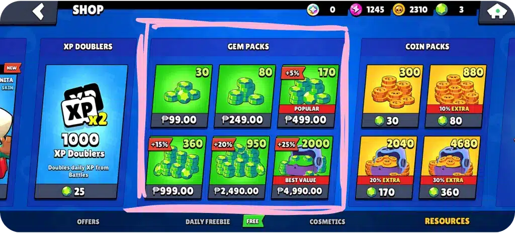Brawl Stars Purchasing Gems 1024x464